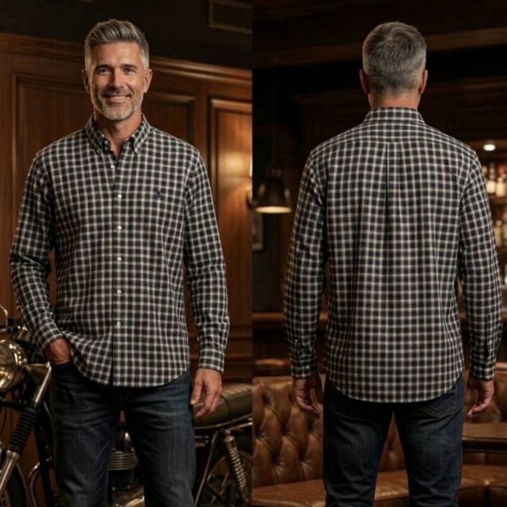 Polo Ralph Lauren Classic Fit Navy Plaid Long Sleeve Button Shirt Mens XL 46 48